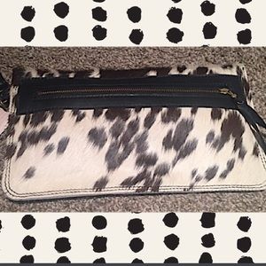 NEW Spotted Calf-Hair Wristlet Clutch